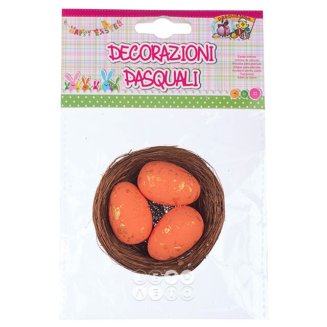 Пасхальное украшение Гнездо Orange Egg 7 см Due Esse Christmas