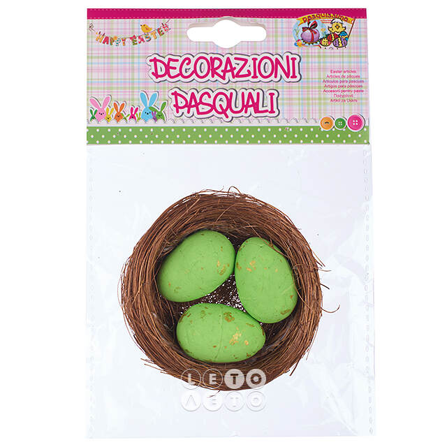Пасхальное украшение Гнездо Green Egg 7 см Due Esse Christmas