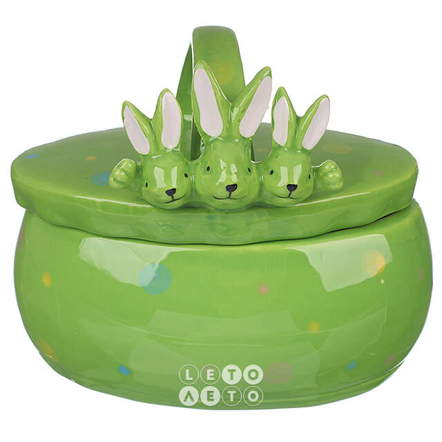 Конфетница Friendly Bunny 17*15 см зеленая Due Esse Christmas