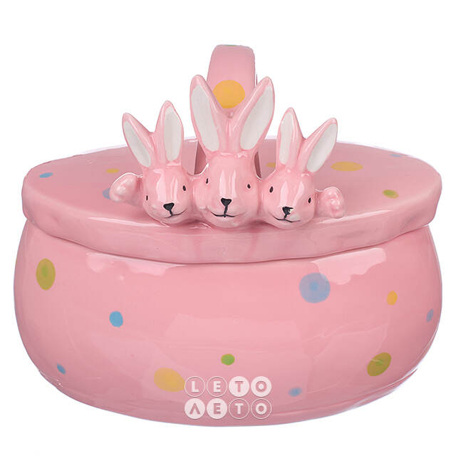 Конфетница Friendly Bunny 17*15 см розовая Due Esse Christmas