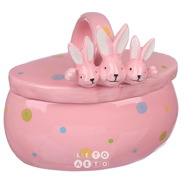 Конфетница Friendly Bunny 17*15 см розовая Due Esse Christmas