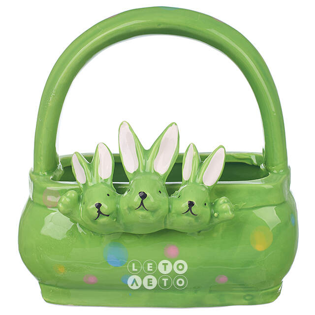 Конфетница Three Bunny 15 см зеленая Due Esse Christmas