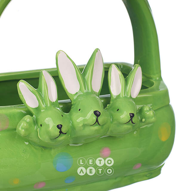 Конфетница Three Bunny 15 см зеленая Due Esse Christmas