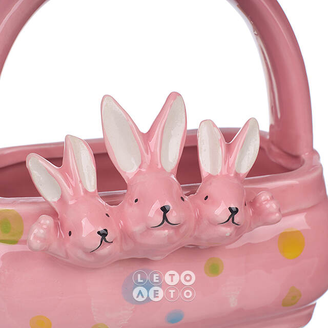 Конфетница Three Bunny 15 см розовая Due Esse Christmas