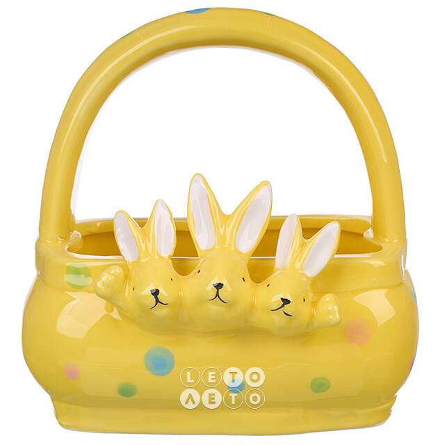 Конфетница Three Bunny 15 см желтая Due Esse Christmas