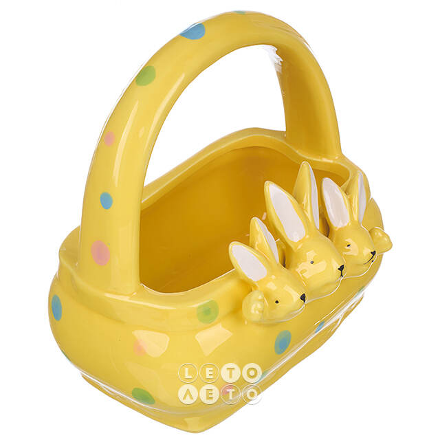 Конфетница Three Bunny 15 см желтая Due Esse Christmas