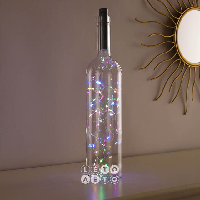 Гирлянда-пробка для бутылки Роса Мульти 30 LED ламп, на батарейках, IP20 Koopman