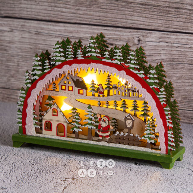 Светильник-горка Claus Village 20*14 см, 4 LED лампы Breitner
