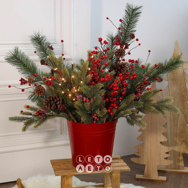 Светящаяся ветка Sparkling Willow 50 см, 30 теплых белых LED ламп, на батарейках, IP44 Kaemingk
