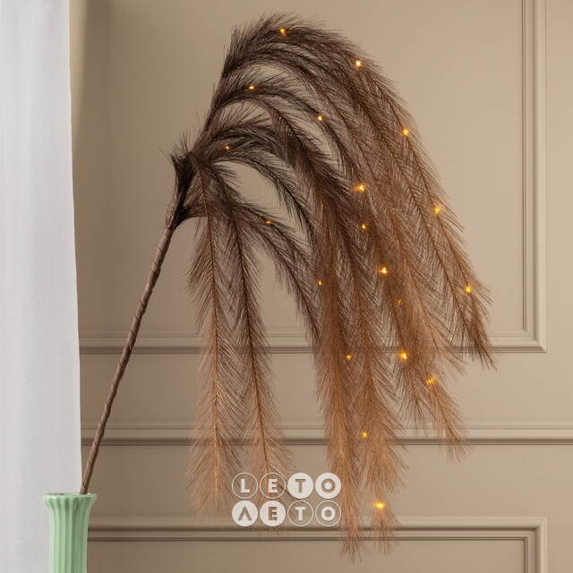 Светящаяся ветка с перьями Monike Brown 130 см, теплые белые LED лампы, таймер, на батарейках Koopman