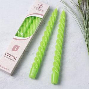 Свечи витые 24.5 см, 2 шт, зеленые