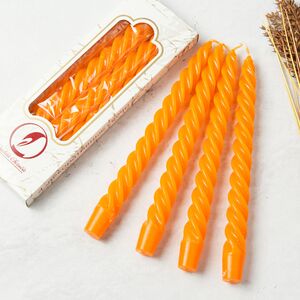 Свечи витые 24.5 см, 4 шт, оранжевые