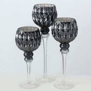 Набор стеклянных подсвечников - бокалов Claudio 30-40 см, 3 шт