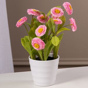 Искусственный цветок в горшке Bellis 30 см розовый