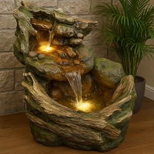 Садовый фонтан Водопад Мэнсфилд 97 см, 12 теплых белых LED ламп Winter Deco фото 2