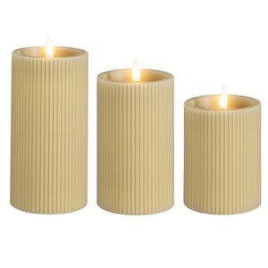Набор светодиодных свечей Ondule Beige 10-15 см, 3 шт, с имитацией пламени, на батарейках Edelman фото 4