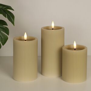Набор светодиодных свечей Ondule Beige 10-15 см, 3 шт, с имитацией пламени, на батарейках