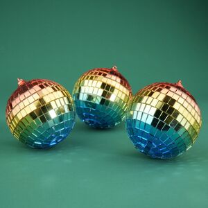 Набор елочных украшений Зеркальный Диско-шар Rainbow Blue 8 см, 3 шт Winter Deco фото 4
