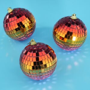 Набор елочных украшений Зеркальный Диско-шар Rainbow Pink 8 см, 3 шт