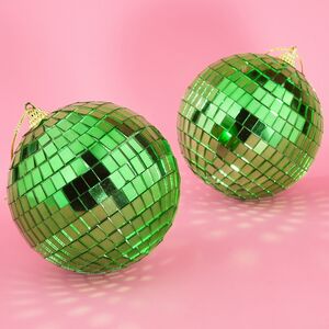 Набор елочных украшений Зеркальный Диско-шар Green 10 см, 2 шт