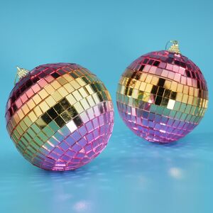 Набор елочных украшений Зеркальный Диско-шар Rainbow Pink 10 см, 2 шт
