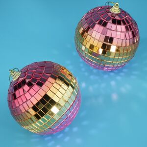 Набор елочных украшений Зеркальный Диско-шар Rainbow Pink 10 см, 2 шт Winter Deco фото 5