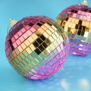 Набор елочных украшений Зеркальный Диско-шар Rainbow Pink 10 см, 2 шт Winter Deco фото 2