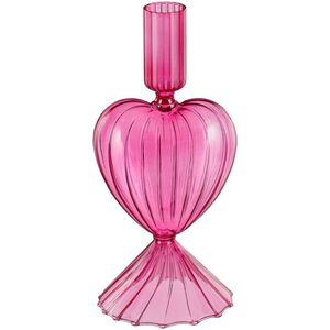 Стеклянный подсвечник Сердце - Pink Flame 20 см Edelman (Эдельман) фото 4