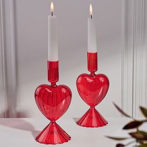 Стеклянный подсвечник Сердце - Red Flame 20 см Edelman (Эдельман) фото 1