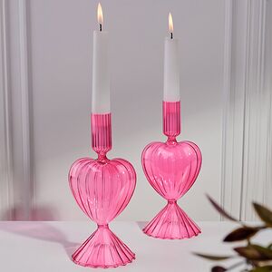 Стеклянный подсвечник Сердце - Pink Flame 20 см Edelman (Эдельман) фото 1