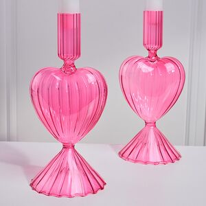 Стеклянный подсвечник Сердце - Pink Flame 20 см Edelman (Эдельман) фото 3
