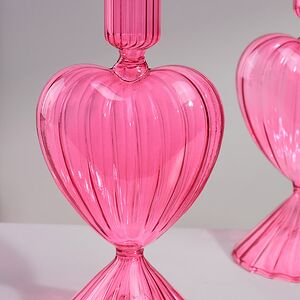 Стеклянный подсвечник Сердце - Pink Flame 20 см Edelman (Эдельман) фото 2