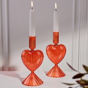 Стеклянный подсвечник Сердце - Orange Flame 20 см Edelman (Эдельман) фото 1