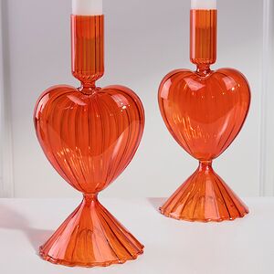 Стеклянный подсвечник Сердце - Orange Flame 20 см Edelman (Эдельман) фото 3