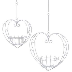 Подвесное кашпо-корзина Blancarde Cuore 39*39 см белое, металл Boltze фото 4