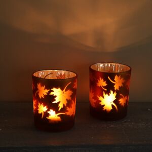 Стеклянный подсвечник Maple Joy 8 см охровый Boltze фото 5