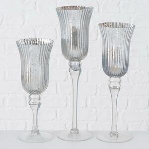 Набор стеклянных подсвечников - бокалов Silver Latorre 30-40 см, 3 шт
