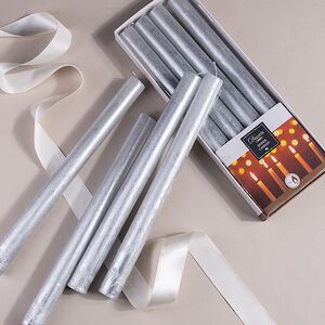 Высокие свечи Серебряный Металлик 25*2.2 см, 4 шт