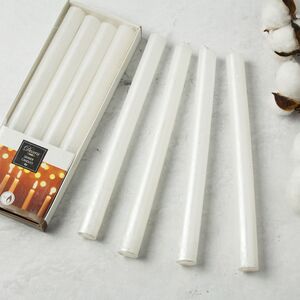 Свеча столовая Металлик 25*2.2 см белая, 4 шт