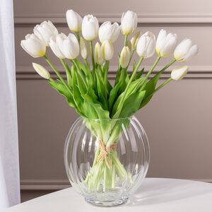 Силиконовые цветы Тюльпаны Great Milton белые 40 см, 7 шт