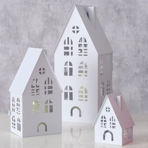 Набор подсвечников - домиков Belfast 13-38 см белый, 3 шт