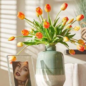 Силиконовые тюльпаны Spring Sun 5 шт, 40 см оранжевые EDG фото 4
