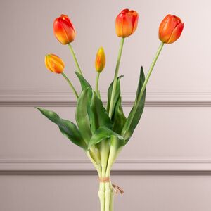 Силиконовые тюльпаны Верналис 5 шт, 40 см оранжевые EDG (ЭДГ) фото 3