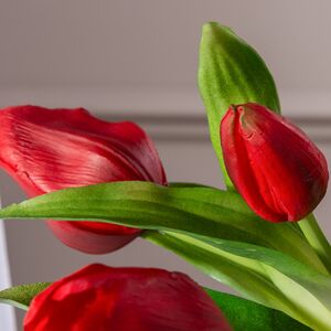 Силиконовые цветы Тюльпаны Пиккола Рагазза 5 шт, 28 см темно-красные EDG (ЭДГ) фото 5