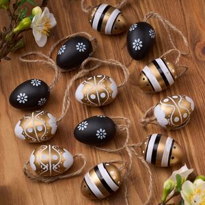 Пасхальные подвески Яйца - Easter Gold 4 см, 12 шт