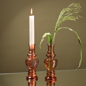 Стеклянная ваза-подсвечник Stefano 16 см янтарная, 2 шт