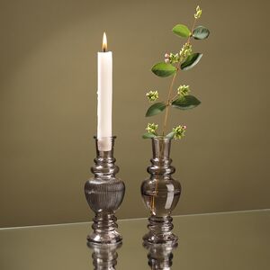 Стеклянная ваза-подсвечник Stefano 16 см серая, 2 шт