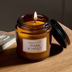 Декоративная ароматическая свеча Miradorre: Трава и Небо 7 см, 9 часов горения