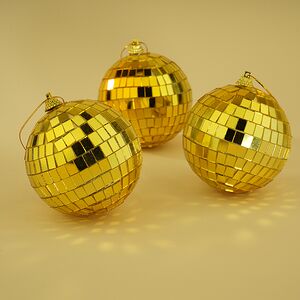 Набор елочных украшений Зеркальный Диско-шар 8 см золотой, 3 шт Winter Deco фото 3