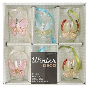 Декоративные пасхальные яйца - Tropical Butterflies 6 см, 6 шт, подвеска Winter Deco фото 7